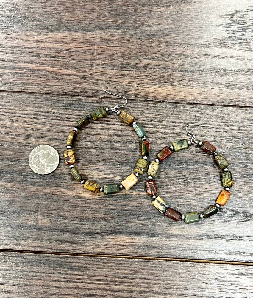 Handmade Hoop, Gemstone Earrings