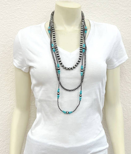736362, Handmade Navajo Bead Turquoise Necklace