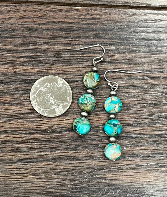 724698, Handmade Round Gemstone Earrings