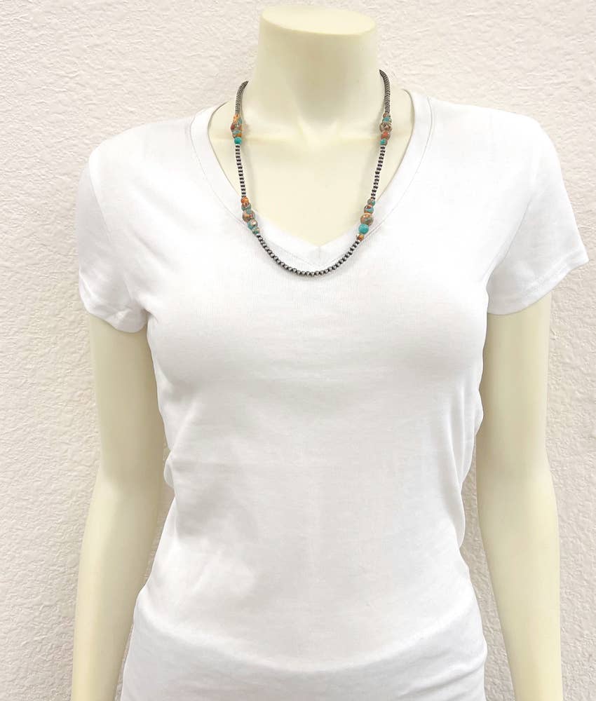 739548, Handmade 22" Navajo Gemstone Necklace