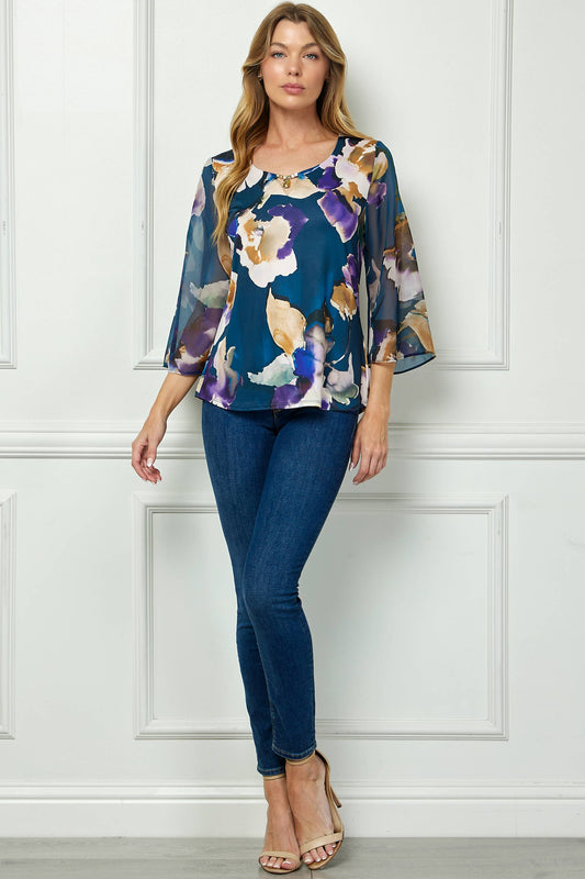 VINTAGE KEYHOLE NECKLINE BLOUSE