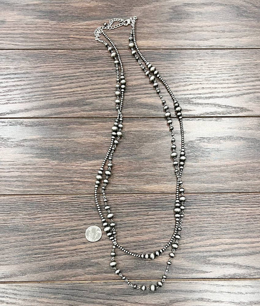 735576, 40-inch 2-strand Navajo Bead Necklace
