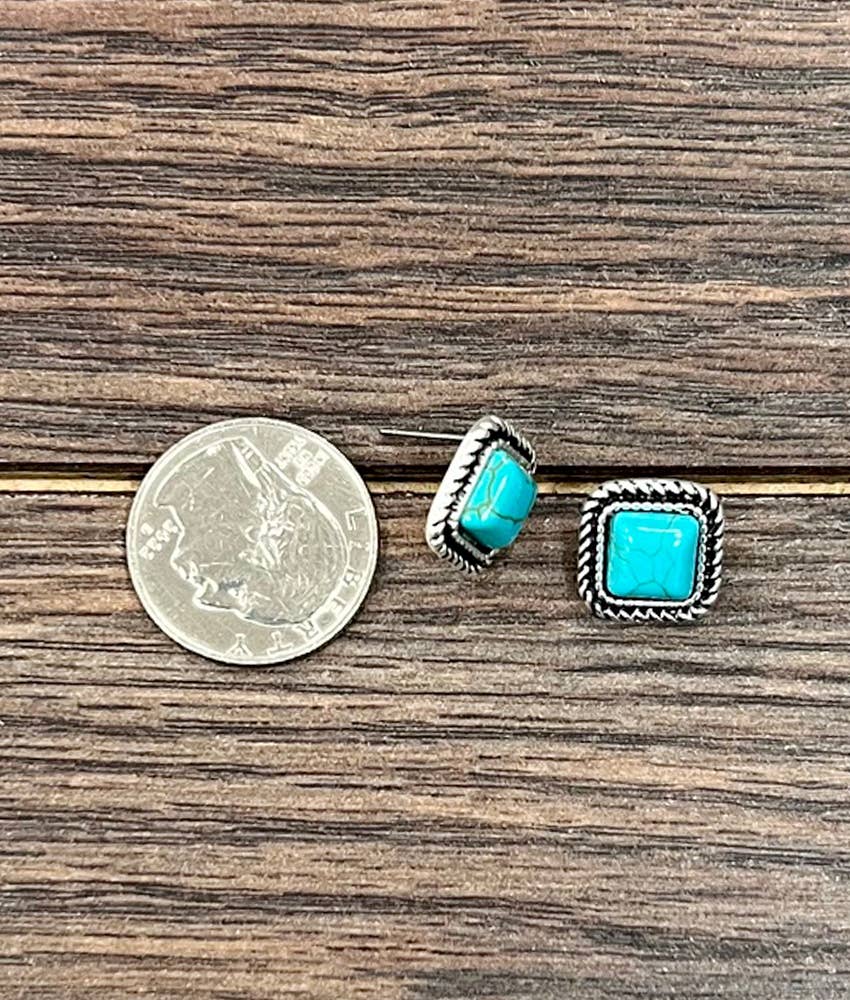 8mm Square Stone Stud Earrings