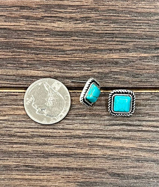 Square Stone Stud Earrings