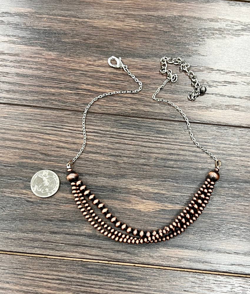 739083, Handmade Copper Navajo Bead Necklace
