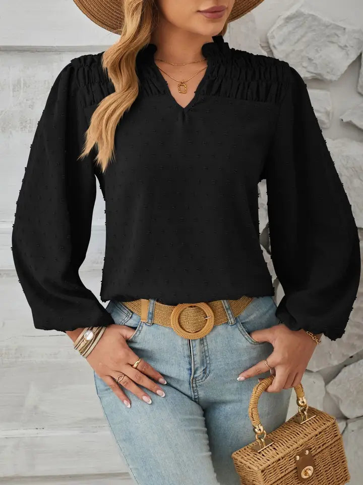 Chiffon Top in Mustard & Black