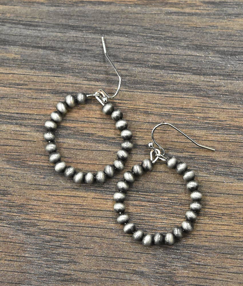 721303, Handmade Navajo Bead Hoop Earrings