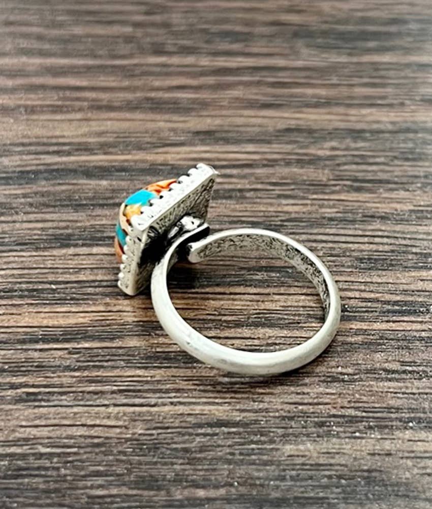 750494, Square Gemstone Adjustable Ring