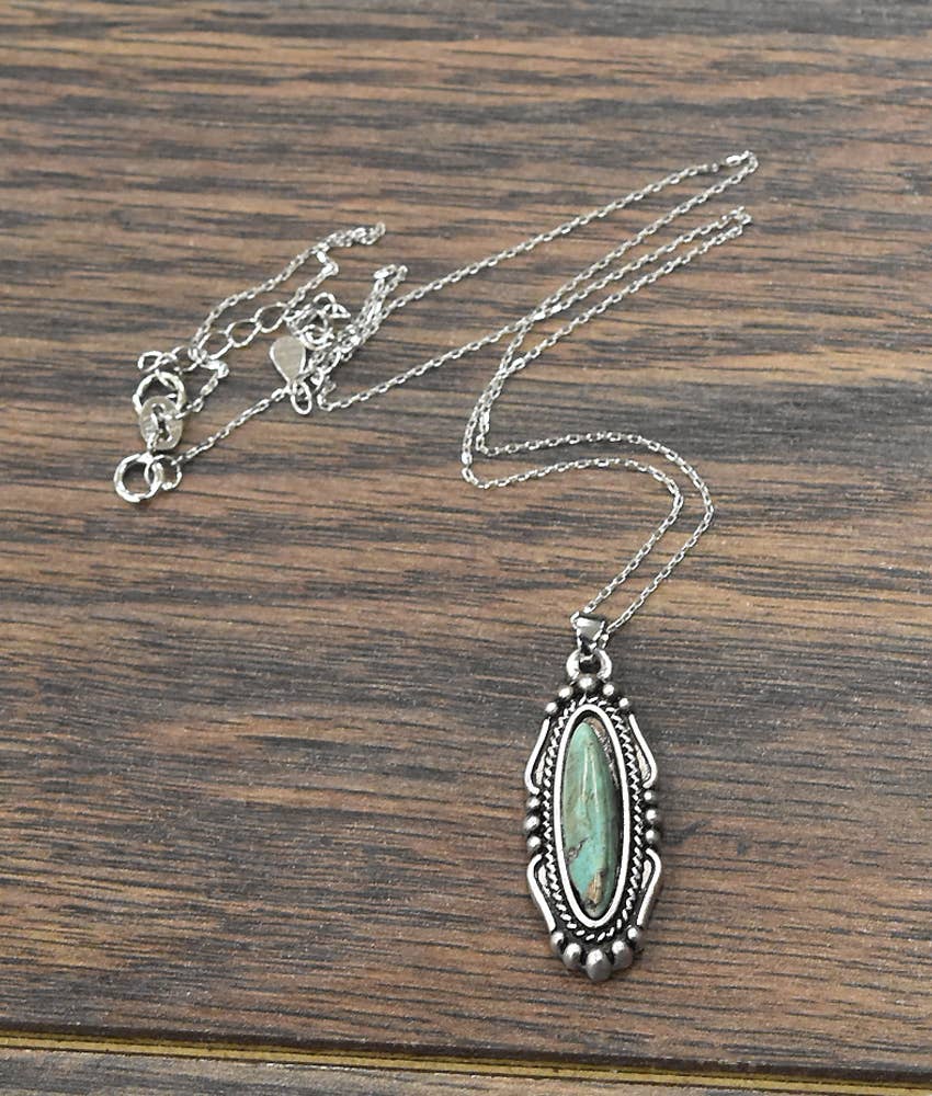 732593, Sterling Silver Chain, Turquoise Necklace