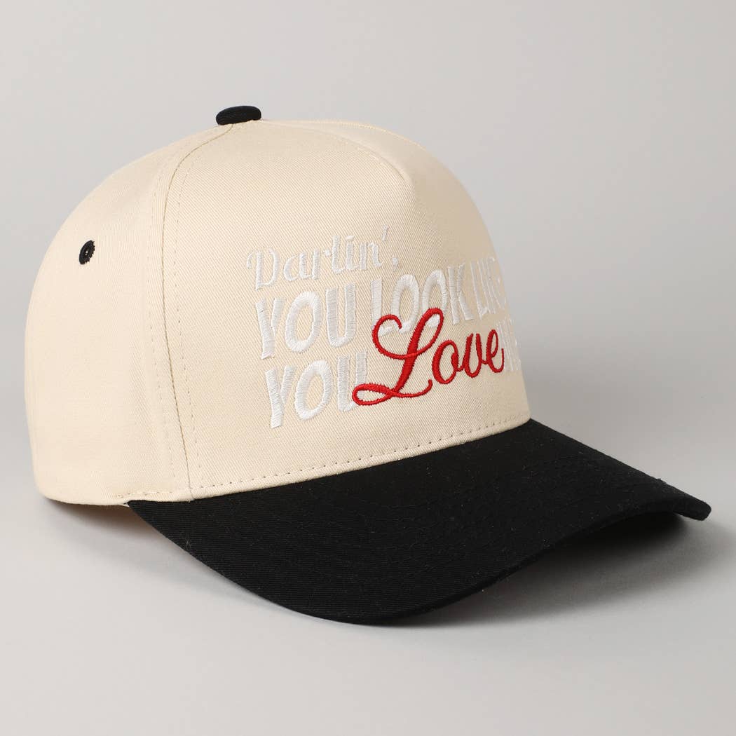 You Look Like You Love Me Embroidery Trucker Hat: Denim / ONE SIZE