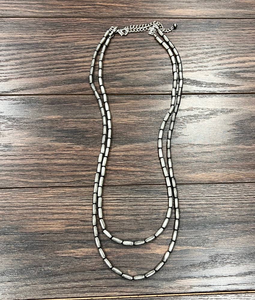 739077, Handmade Cylindrical Navajo Bead Necklace