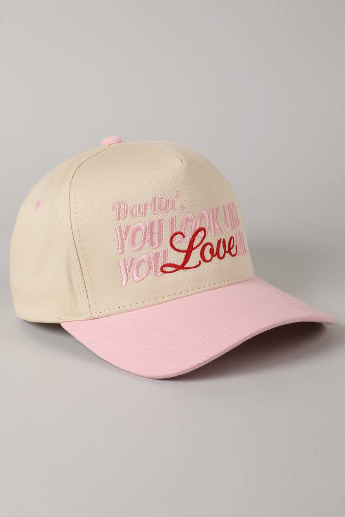 You Look Like You Love Me Embroidery Trucker Hat: Denim / ONE SIZE