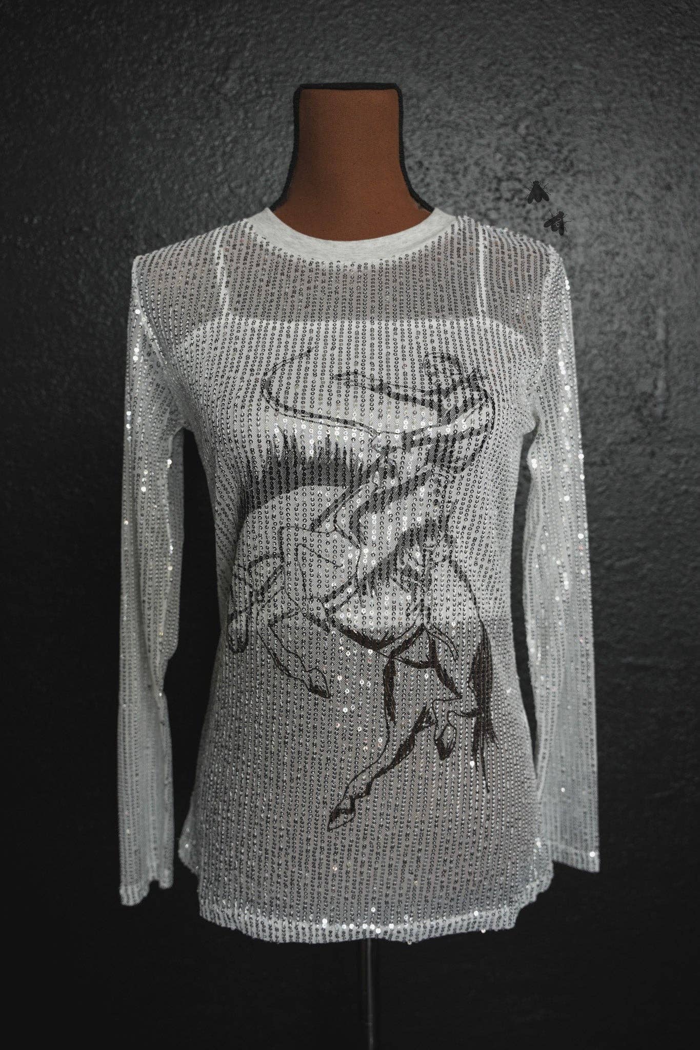 Sequin Saddles Sheer Top