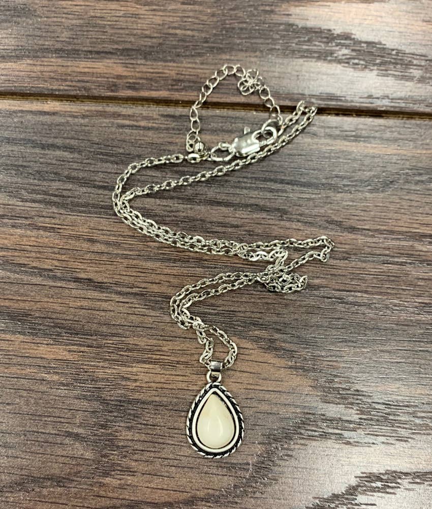 733949, Drop White Turquoise Necklace