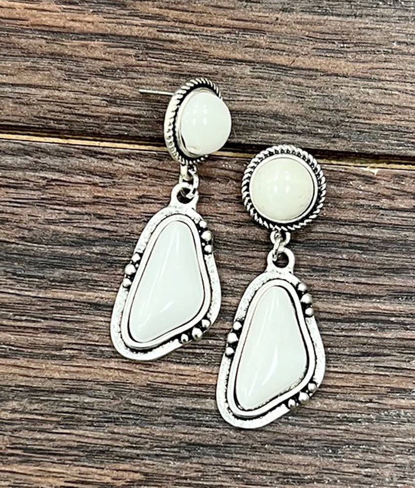 725712, White Turquoise Post Earrings