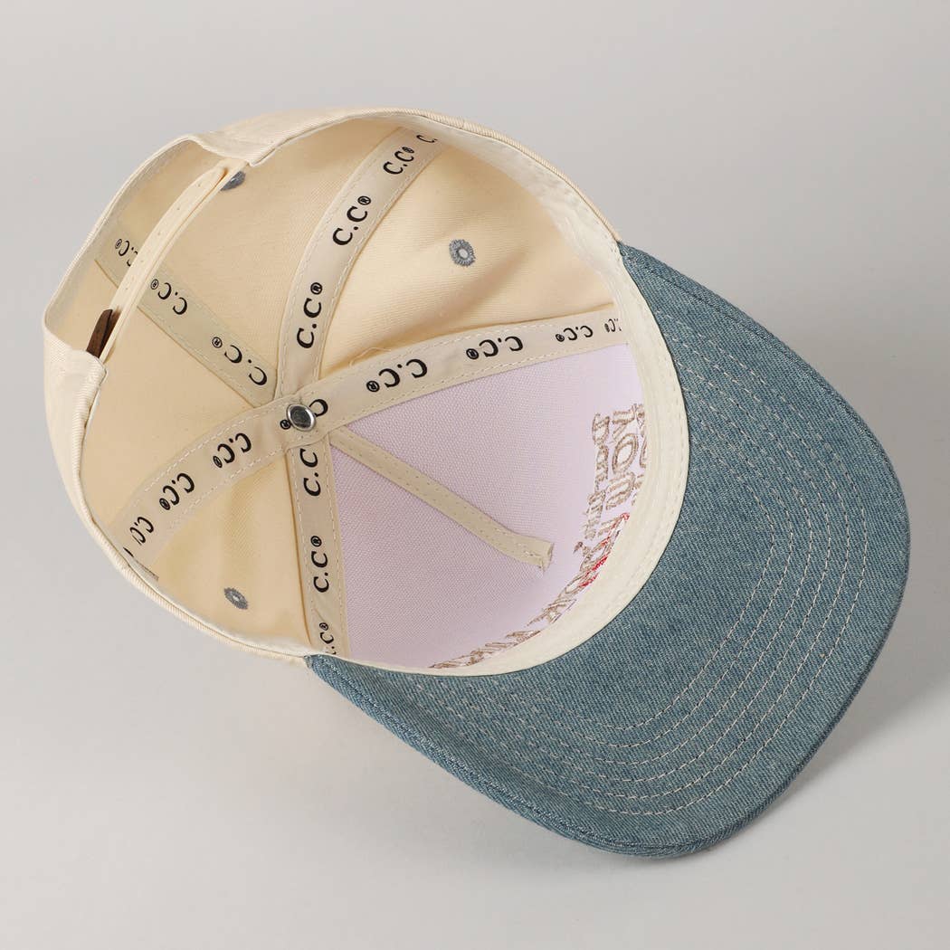 You Look Like You Love Me Embroidery Trucker Hat: Denim / ONE SIZE