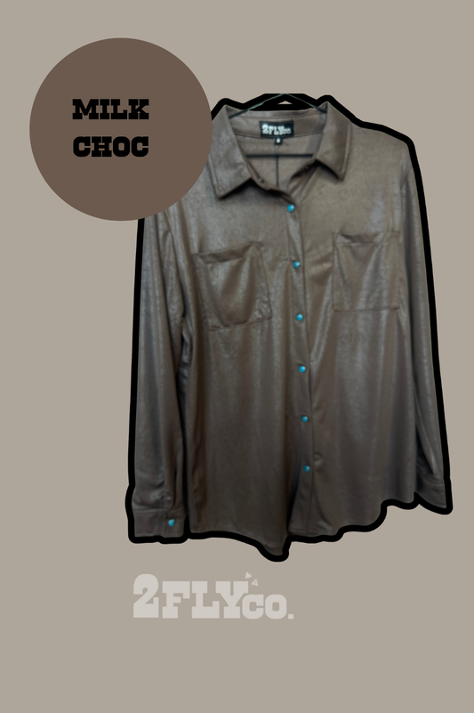 Leather Lux Turquoise Button Up