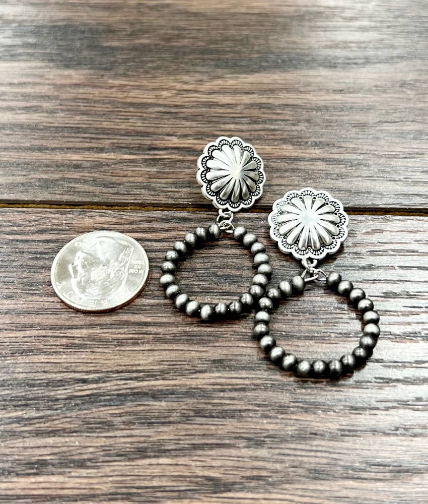 Western Bead Hoop Post Earrings