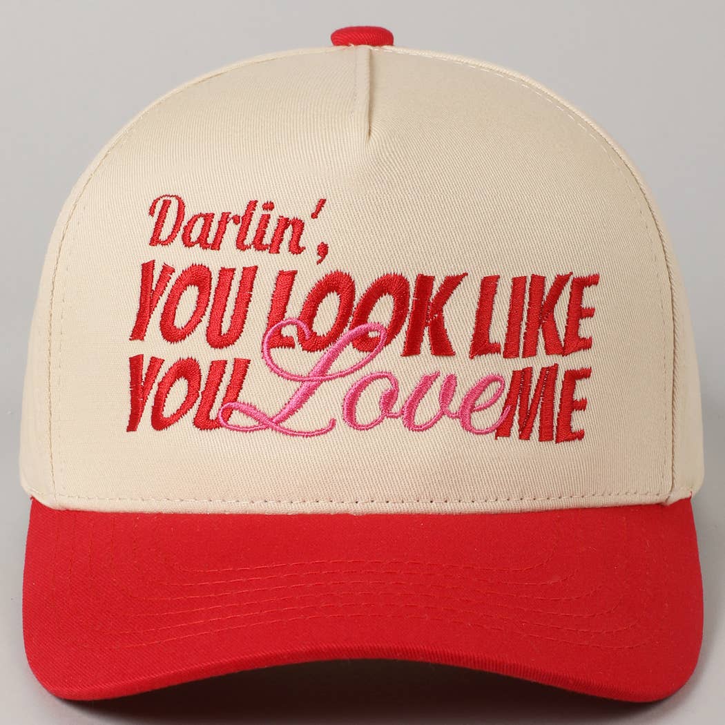 You Look Like You Love Me Embroidery Trucker Hat: Denim / ONE SIZE