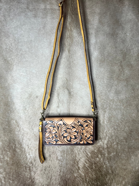 Floral Tooled Leather Wallet