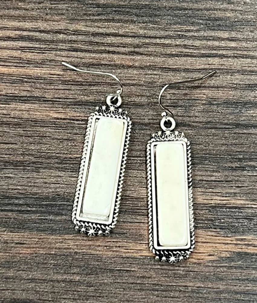 722108, Bar White Turquoise Earrings