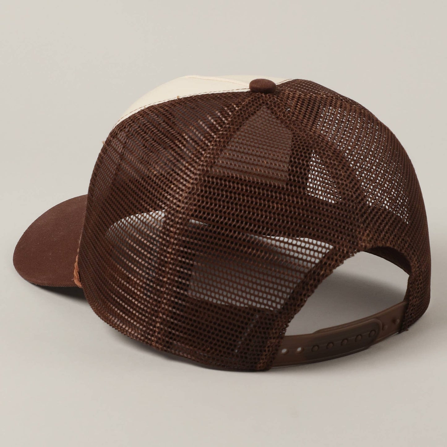 Cowboy Image Howdy Embroidery Mesh Back Cap: Brown / ONE SIZE