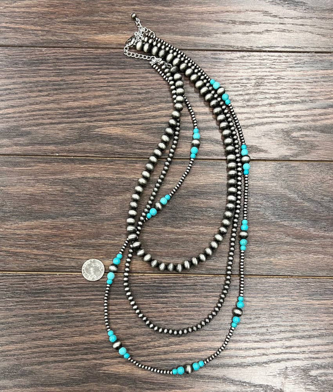 732593, SINGLE STRAND Handmade Navajo and Turquoise Necklace