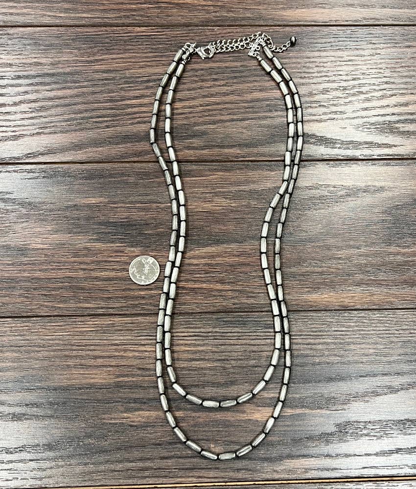 739077, Handmade Cylindrical Navajo Bead Necklace