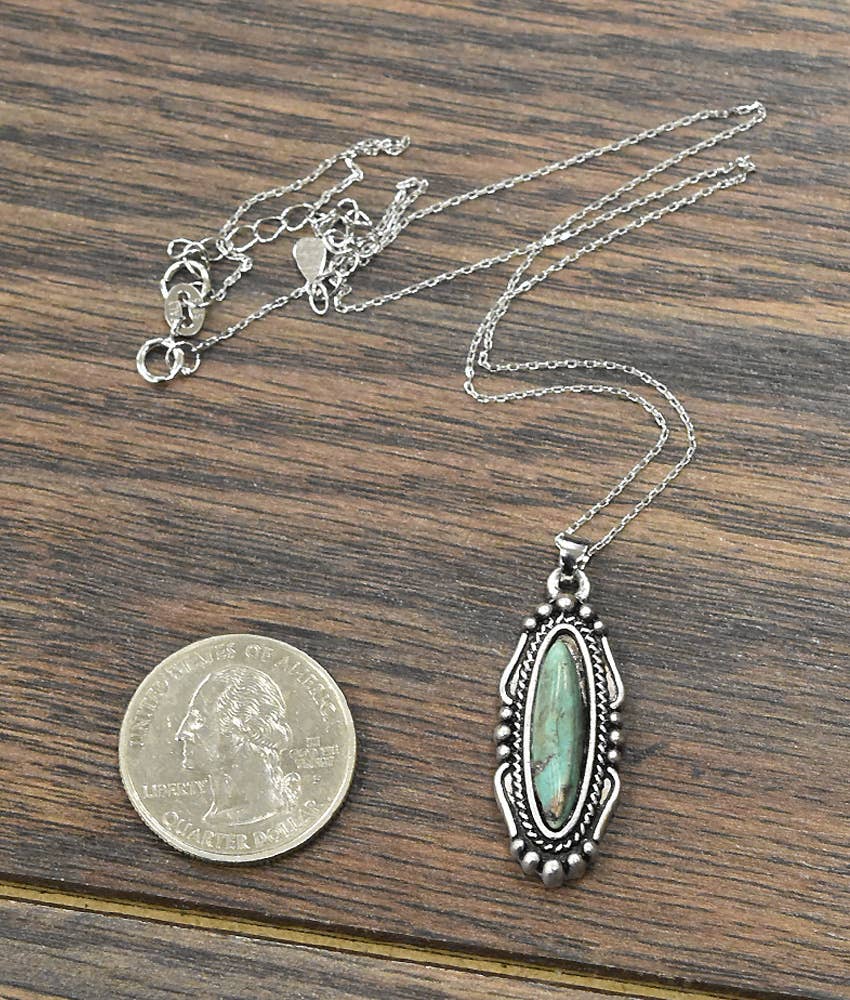 732593, Sterling Silver Chain, Turquoise Necklace