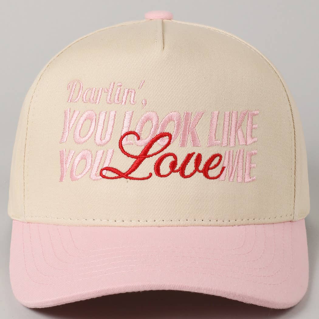 You Look Like You Love Me Embroidery Trucker Hat: Denim / ONE SIZE