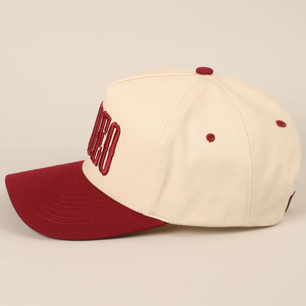 RODEO Two-Tone Embroidered Trucker Hat: BROWN / ONE SIZE