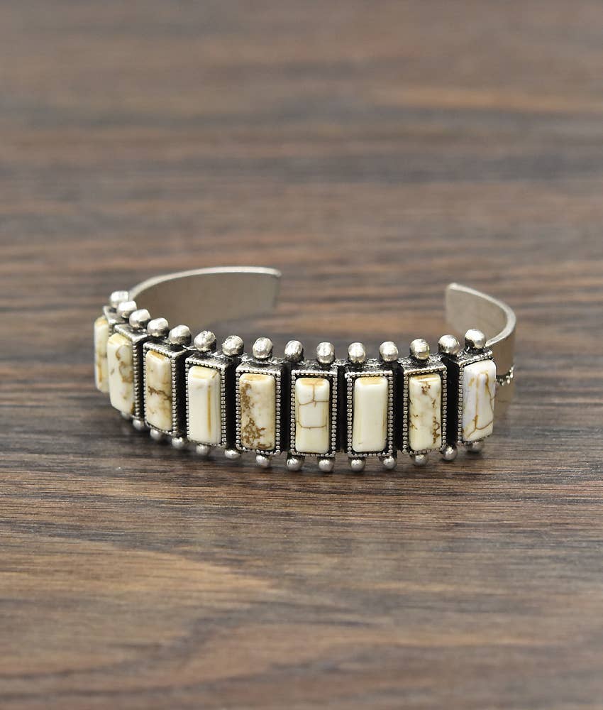 711076, White Turquoise Cuff Bracelet