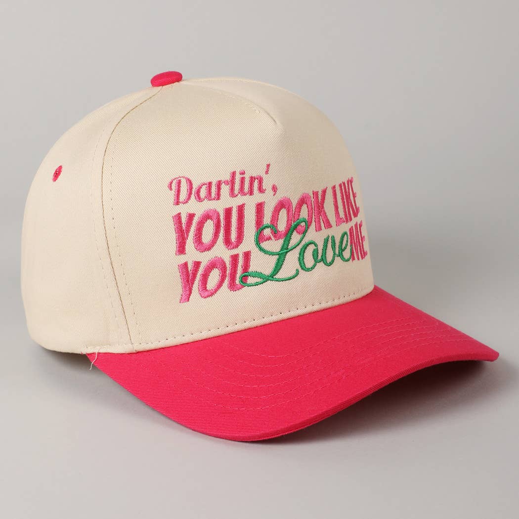You Look Like You Love Me Embroidery Trucker Hat: Denim / ONE SIZE