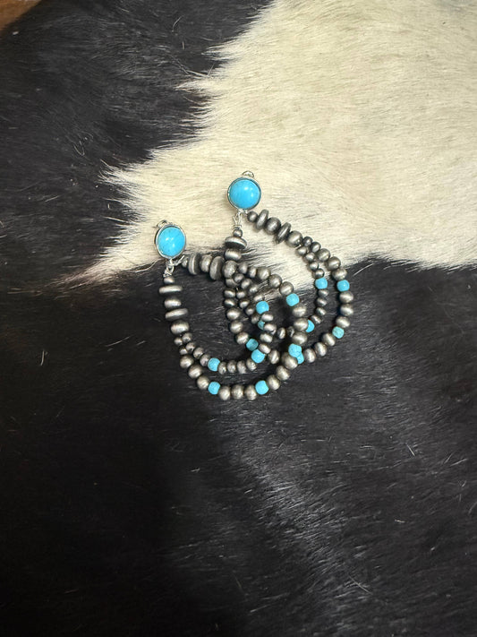 Navajo Bead Dangle Earrings with Turqoise Accent