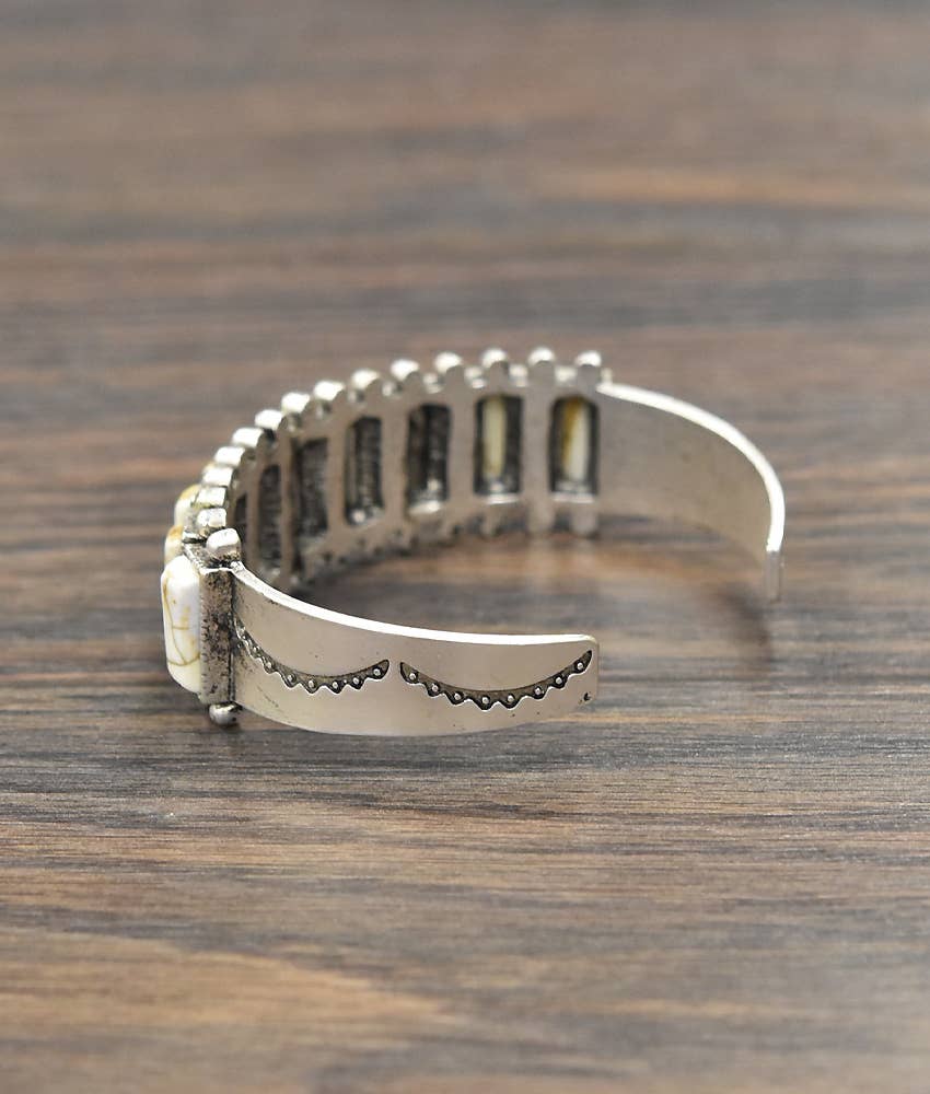 711076, White Turquoise Cuff Bracelet