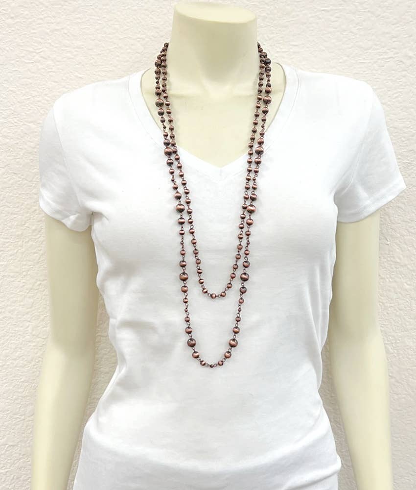 736494, Handmade Copper Navajo Bead Necklace