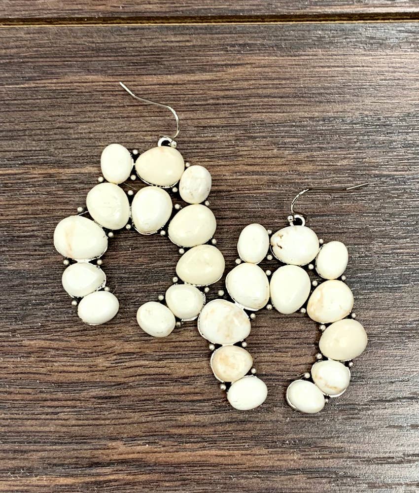722787, Squash Blossom White Turquoise Earrings