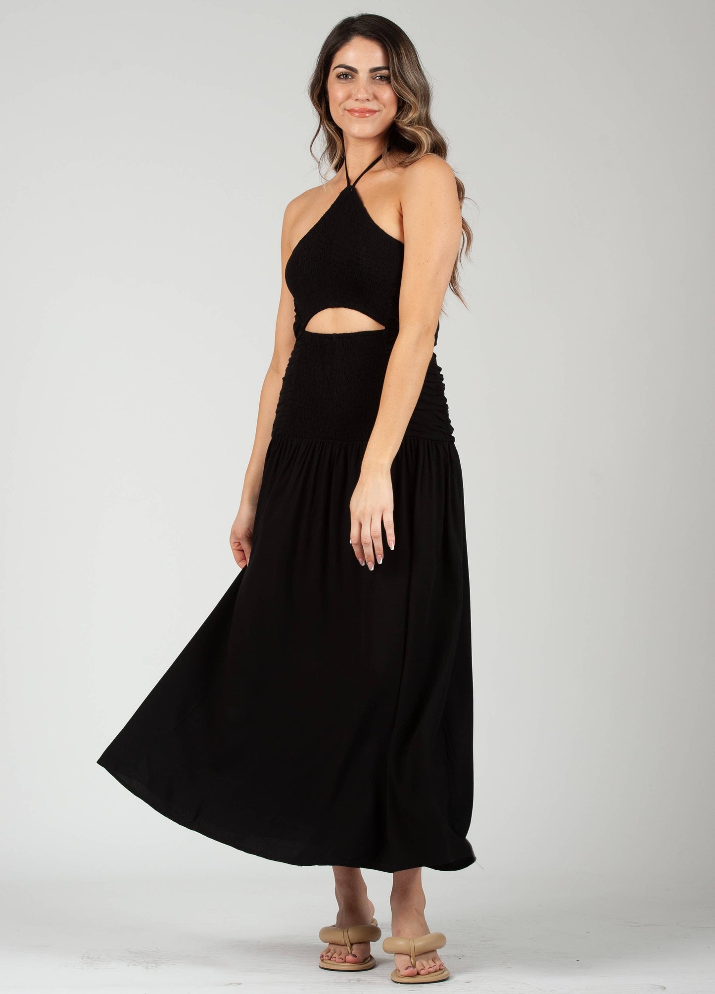 MARISOL MIXED TEXTURES BOHO DRESS