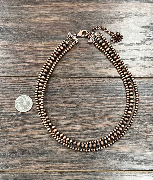 736511, Handmade 18" Copper Navajo Bead Necklace