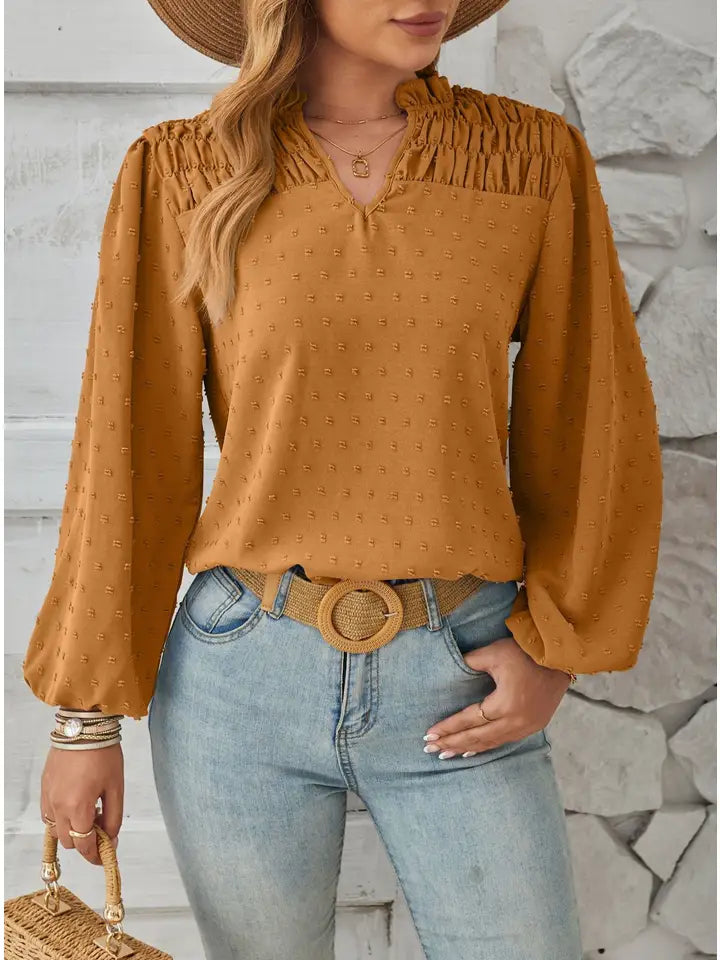 Chiffon Top in Mustard & Black