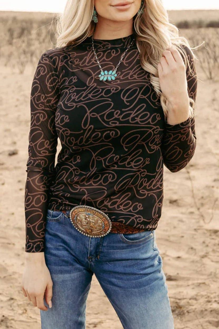 Rodeo Long Sleeve Mesh Top