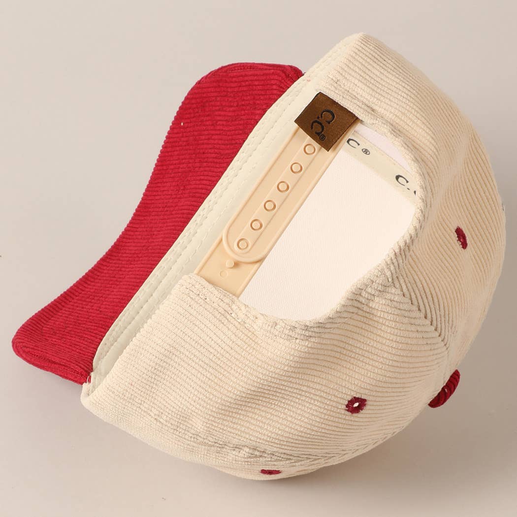 Put It On My Cowboy's Tab Two-Tone Corduroy Cap: Black/ Beige ONE SIZE
