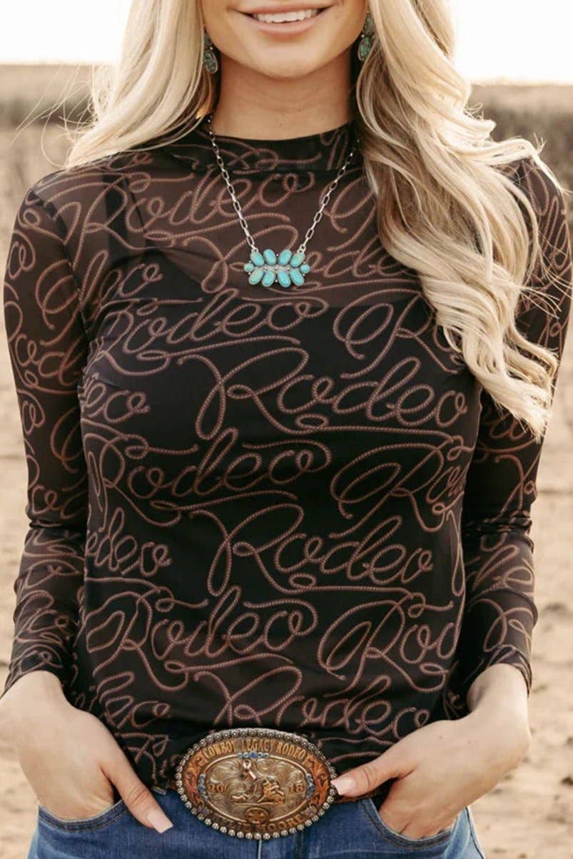 Rodeo Long Sleeve Mesh Top