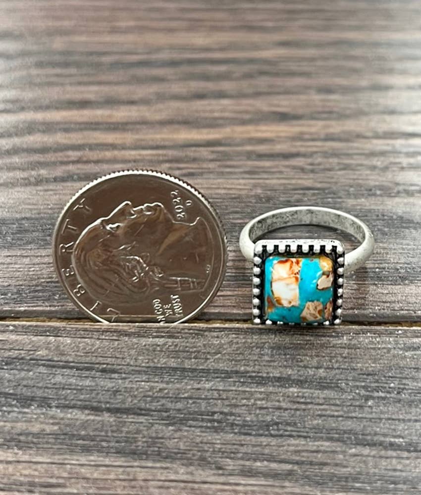 750494, Square Gemstone Adjustable Ring