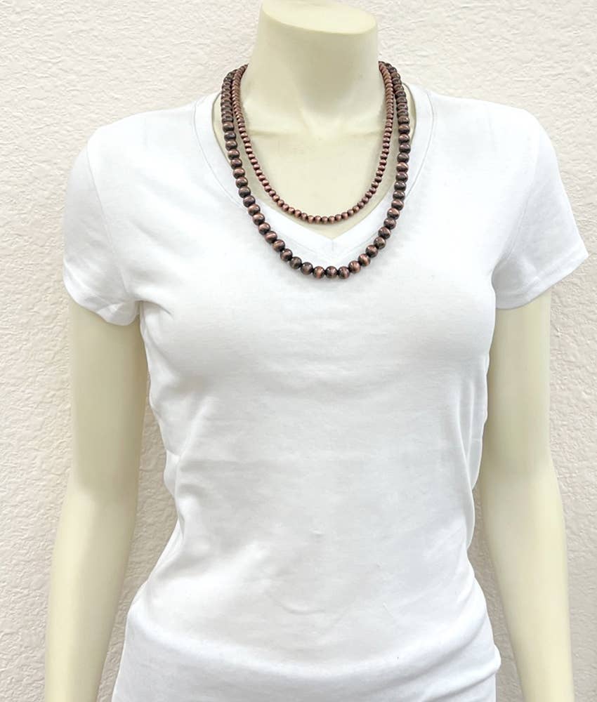 737054, Handmade 24" Copper Navajo Bead Necklace