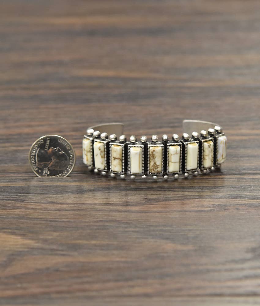 711076, White Turquoise Cuff Bracelet