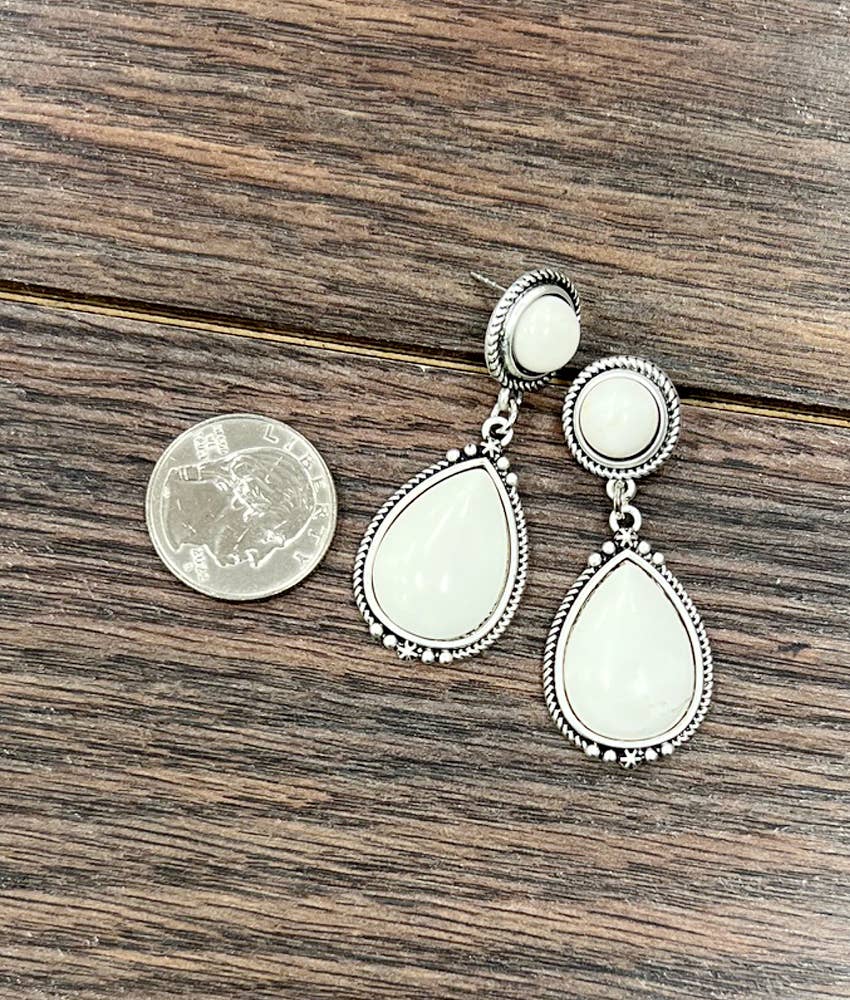 725815, Drop White Turquoise Post Earrings