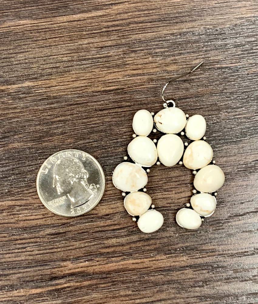 722787, Squash Blossom White Turquoise Earrings