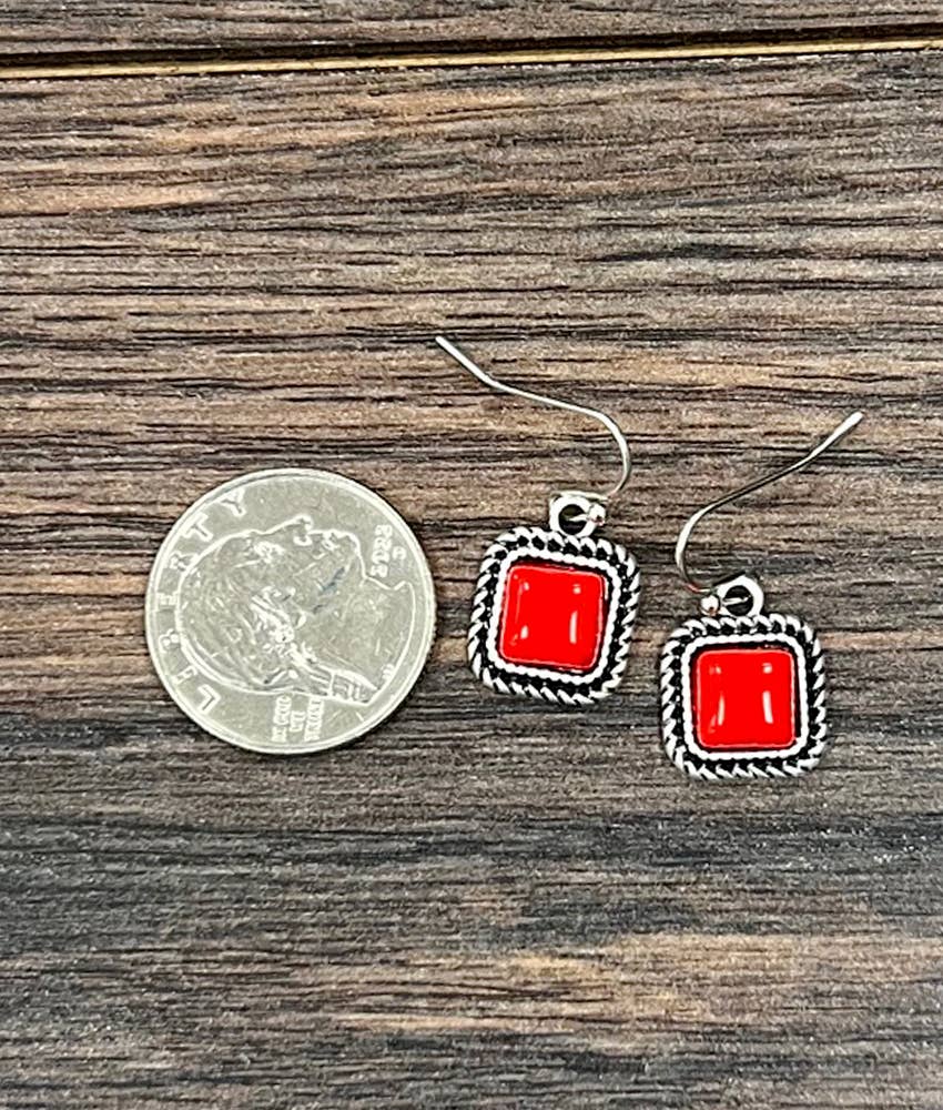 8mm Square Stone Earrings (3 Colors)