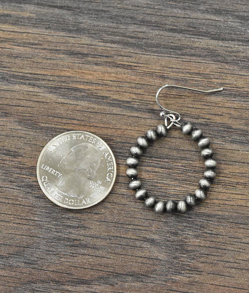 721303, Handmade Navajo Bead Hoop Earrings